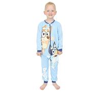 Bluey Grenouillère en polaire pour garçons et filles, tout-en-un, bleu, 3-4 ans