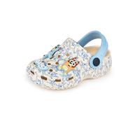 BlueY Sabots pour garçons | Chaussures Enfant à Enfiler avec Breloques Chiot Fantaisie Beige et Bleues | Sandales imprimées pour l'intérieur et l'extérieur avec Bride Ajustable