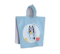 BLUEY HOURRA Cape de Bain Enfant | Oeko-TEX | 100% Coton | 60x120 cm | Imprimé | Bleu Ciel