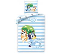 Bluey Housse Couette Simple Set Bleu Rayure 2in1 Design 100% Coton Europe Taille