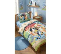 Parure de Lit Enfant Bluey - Housse de Couette 100x135 cm & Taie d'oreiller 40x60 cm - 100% Coton - Certifiée Oeko-TEX - Design Réversible Famille Heeler - Lit Bébé/Junior