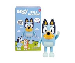 Bluey Jeu de Cache, cachez la Figurine et Appuyez sur Son Nez pour démarrer la minuterie intégrée, Parle et Rire pour Aider Les Enfants à la trouver. Lorsqu'ils sont trouvés, Les Enfants Peuvent