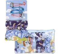 Bluey Kit de beauté pour enfant - Couleur bleue - Ensemble complet - Trousse avec élastiques à cheveux, bracelet et pinces à cheveux - Produit original conçu en Espagne
