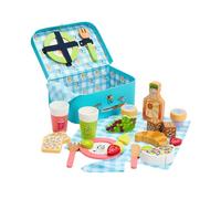 Bluey - Kit dinette de Pique-Nique - Jouet en Bois 30 pièces pour Enfants avec Panier, Couverts et Aliments factices - Fabriqué avec du Bois certifié FSC - Kit de Jeu créatif et captivant