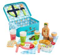 Bluey - Kit dinette de Pique-Nique - Jouet en Bois 30 pièces pour Enfants avec Panier,Couverts et Aliments factices - Fabriqué