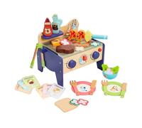 Bluey - Kit en Bois, Barbecue et Salade - Coffret Barbecue coloré de 33 pièces avec Pinces et Aliments, Bois certifié FSC, Jouet réaliste pour Faire Semblant de Cuisiner pour Les Enfants de 3+