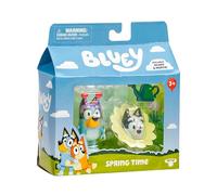 Bluey Lot de 2 figurines de printemps et muffins avec accessoires de dressage, figurines Bluey articulées pour enfants de 3 à 5 ans