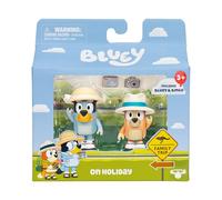 Bluey Lot de 2 figurines En vacances 6,3 cm avec accessoires et chapeaux amovibles