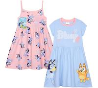 BlueY Lot de 2 Robes Fille Robe d'Été Bingo Enfant Coton Tenue Décontractée ou Tenue de Fête Vetement Bebe Fille Idée Cadeau (3-4 Ans, Multi)
