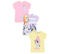 Bluey Lot de 3 t-shirts pour filles, rose, 3-4 ans
