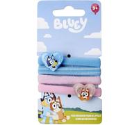 Bluey Lot de 4 élastiques à cheveux élastiques pour enfants avec cœurs décoratifs et couleurs pastel