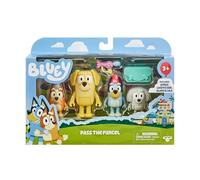 Bluey Lot de 4 Figurines Pass The Parcel de 6,3 à 7,6 cm, Bingo, Lucky's Dad et Lila avec Accessoires