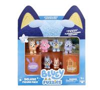 Bluey Lot Fuzzies Deluxe – 6 mini figurines floquées, 2 surprises (pack aveugle), cartes + guide