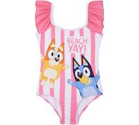 Bluey Maillot de Bain Fille 2-6 Ans, Bingo Maillot de Bain 1 Piece UPF 50+ Piscine et Plage, Motif à Volants, Cadeau Fille (4-5 Ans, Rose/Multi Bluey)