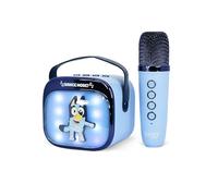 Bluey Mini Haut-Parleur de karaoké LED sans Fil avec Microphone Bluetooth, lumières changeantes de Couleur Bleue