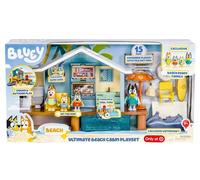 Bluey Moose Toys Family & Friends Ultimate Beach Cabine de jeu avec embarcation exclusive - Comprend 15 pièces de jeu et 1 feuille d'autocollants
