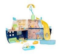 BlueY Set de Jeu Navire de croisière, avec 5 Zones de Jeu, Toboggan, Mur d'escalade, Hors-Bord et Parachute ascensionnel, 15+ Accessoires, Feuille d'autocollants, Figurines et Bingo Exclusives