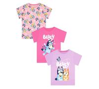 BlueY Pack de 3 T-Shirts, T-Shirts Fille pour l'Été, Lot de 3 Tshirt Fille, Vêtements Enfant en Coton, Rose 5-6 Ans