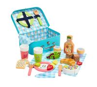 Bluey Panier de pique-nique - Jeu de rôle en bois de 30 pièces avec étui de transport, couverts et accessoires alimentaires pour enfants - Matériau certifié FSC - Kit amusant imaginatif pour 3 ans et plus