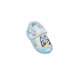 Bluey Pantoufles d'intérieur chaudes pour garçons avec sangle réglable, doublure en peluche douce et semelle en caoutchouc antidérapante, bleu, 25 EU