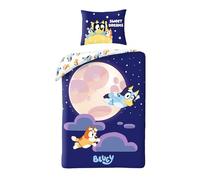 Bluey Parure de Lit Enfant 100% Coton - Housse de Couette 140x200 cm + Taie d'Oreiller 70x90 cm - Réversible, Doux et Respirant - Licence Officielle Bluey & Bingo