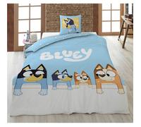 BLUEY, Parure de Lit Enfant Imprimée Réversible Polycoton, Housse de Couette 140x200 cm, Taie d’Oreiller 65x65 cm