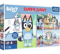 Trefl Primo - Bluey, Aventure avec Bluey - 3en1 : Puzzle 15 Très Grandes Pièces, Puzzles Colorés avec des Personnages de Bande Dessinée Loisir pour Enfants à partir de 2 Ans