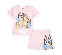 Bluey Pyjama d'été en coton pour filles, motif bingo et famille, rose, 2-3 ans