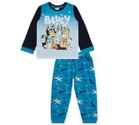 Bluey Pyjama pour enfant garçon - Ensemble avec manches longues imprimé de personnage sur le haut et imprimé intégral sur le bas - Pyjama en coton pour âges 2-8 ans, bleu, 7-8 ans