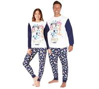 BlueY Pyjamas Famille Ensembles de Pyjama Homme Femme et Enfant Loungewear Douillet Assortis Vêtements de Nuit Homme Femme et Enfant(Blanc/Blue Femme, XL)