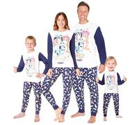 BlueY Pyjamas Famille Ensembles de Pyjama Homme Femme et Enfant Loungewear Douillet Assortis Vêtements de Nuit Homme Femme et Enfant(Blanc/Blue Enfant, 4-5 Ans)