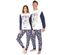 BlueY Pyjamas Famille Ensembles de Pyjama Homme Femme et Enfant Loungewear Douillet Assortis Vêtements de Nuit Homme Femme et Enfant(Blanc/Blue Homme, 2XL)