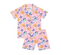 BlueY Pyjamas Pyjama Enfant à Boutons | Pyjama Fille Courts D'été | Rose | 4-5 Ans