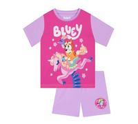 BlueY Pyjamas, Pyjama Fille à Manches Courtes Bingo, Pyjama Enfant Court d'Été, Rose 7-8 Ans
