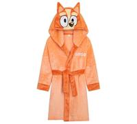 BlueY Robe de Chambre Fille en Polaire Capuche et Ceinture - Cadeau Enfant (Orange, 5-6 Ans)
