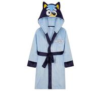 BlueY Robe de Chambre Fille et Garçon en Polaire Capuche et Ceinture, Bingo Peignoir de Bain Enfant Bebe, Idee Cadeau Enfant (Bleu, 5-6 Ans)