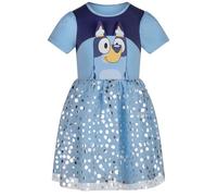 Bluey Robe de soirée pour Filles Coton/Polyester Robe de soirée décontractée, Bluey, 7-8 Ans: 128cm, Bleu