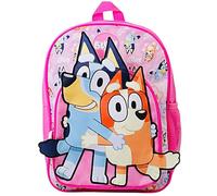 Bluey Sac à dos pour enfant - Motif bingo 3D rose - Sac d'école préscolaire avec poche avant et bretelles réglables