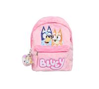Bluey Sac à dos pour enfants - Sacs d'école doux et moelleux pour filles avec porte-clés de bingo et personnage - Sac de voyage pour enfants d'âge préscolaire avec sangles réglables - Rose