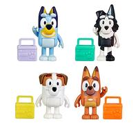 Bluey School Mates Lot de 4 Figurines Officielles de 6,3 à 7,6 cm, y Compris Jack, Bretzel et Mackenzie avec Leurs Propres Accessoires de boîte à déjeuner