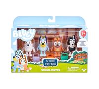Bluey School Mates Lot de 4 Figurines Officielles de 6,3 à 7,6 cm, y Compris Jack, Bretzel et Mackenzie avec Leurs Propres Accessoires de boîte à déjeuner