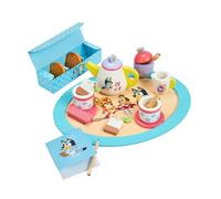 Bluey Service à thé en Bois 18 pièces avec Plateau, théière, Tasses à thé, Biscuits et Bloc-Notes pour Enfants de 3 Ans et Plus - Amusement imaginatif et Jeu de rôle, certifié FSC