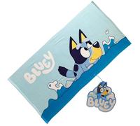 Bluey Serviette pour enfant 70 x 140 cm | 100 % polyester douce et légère | Séchage rapide | Design officiel | Idéal pour la plage, la piscine et le bain, enfants et fans