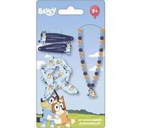 Bluey Set de beauté pour enfant Bleu et rose Ensemble complet avec nœud papillon, collier et 2 pinces à cheveux Produit original conçu en Espagne