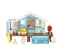 BlueY Set de Jeu La cabane de Plage de avec Figurine Exclusive de Portant Un Masque de plongée. Contient 10 éléments de Jeu et Une Feuille d’Autocollants.