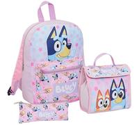 BlueY Set de sac à dos pour filles 3 pièces Bundle avec sac à dos, sac à déjeuner et trousse Cadeau de rentrée
