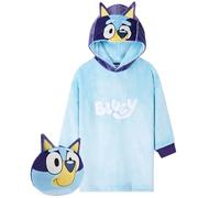 BlueY Sweat Oversize Fille, Sweat Plaid à Capuche Enfant - Cadeau Fille Enfant (Bleu Coussin, 4-6 Ans)