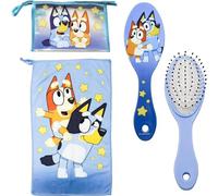 Bluey Trousse de Toilette de Voyage avec Peigne, Serviette et Sac, Bleu, Trousse de Toilette Transparente avec Fermeture éclair