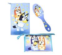 Bluey Trousse de Toilette pour Enfants, Trousse Design Bluey et Bingo, avec Brosse à Cheveux, Serviette, Sac, sans PVC