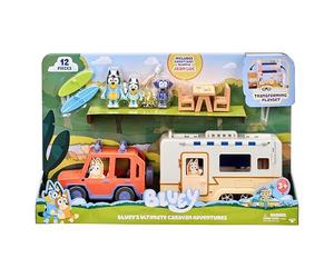 Bluey Ultimate Caravan Adventures Jeu de Caravane et Trois Figurines de 2,5 à 3 Pouces et véhicule Familial 4WD avec 2 Planches de Surf